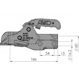 Giunto a sferaAlko AK 351 Ø 60mm, 3500kg S350kg