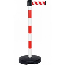 Poteau PVC rouge/blanc à sangle