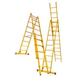 TYP206 Stufenstehleiter 3-teilig aus Fiberglas-Kunststoff (GFK)