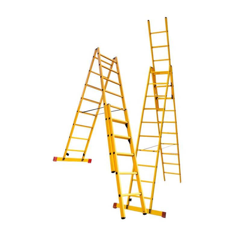 TYP206 Stufenstehleiter 3-teilig aus Fiberglas-Kunststoff (GFK)