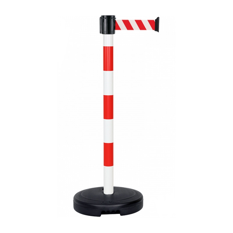 Poteau PVC rouge/blanc à sangle