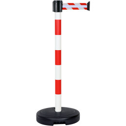 Poteau PVC rouge/blanc à sangle