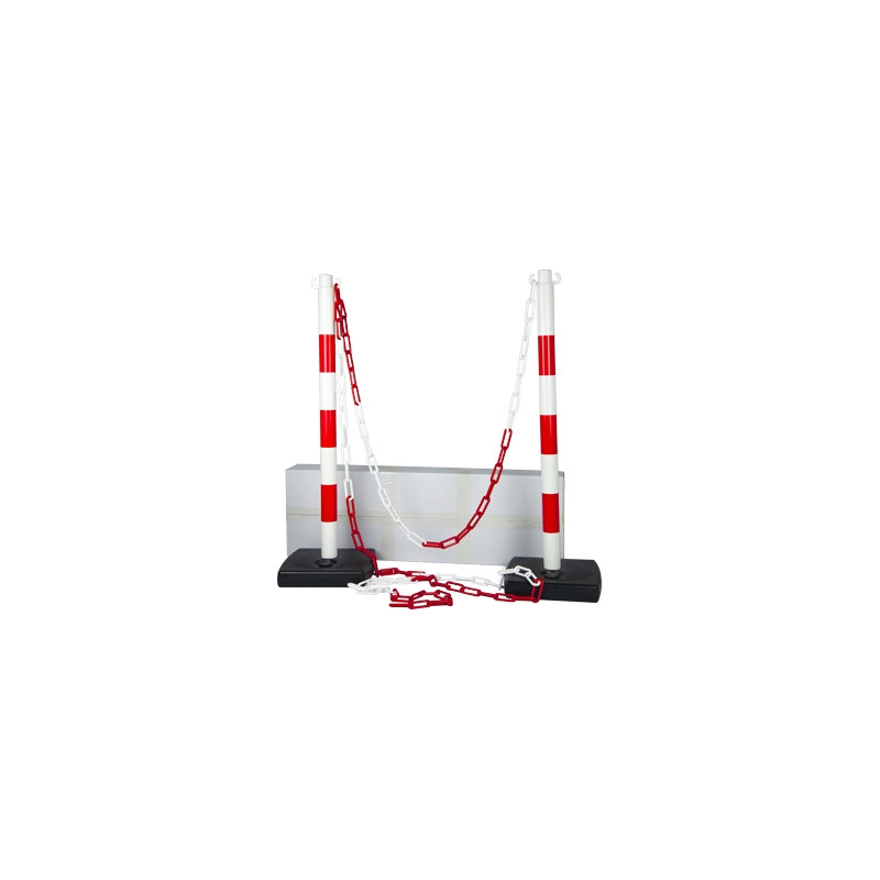 Set di 2 pali barriera in PVC con catena